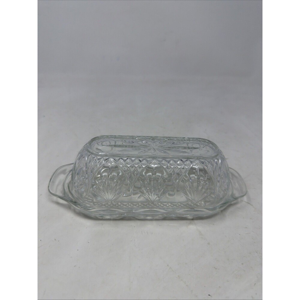 Cristal D’Arques Durand Antique Clear Collection Glass Covered Butter Dish VTG